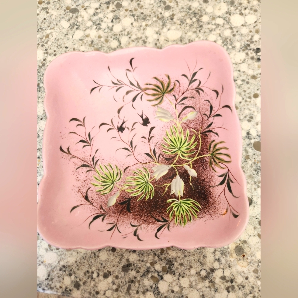 Antique Burley And Tyrell Pink Floral Porcelin Decorative Plate